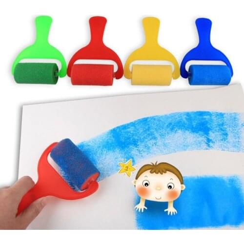 Sponge Paint Brushes For Art Foam Painting Roller Brush Kids Craft Tool Drawing Toys Painting Accessories 4pcs/pack