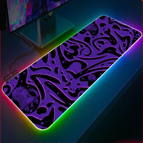 Darling In The Franxx Mouse Pad Laptop RGB Anime Keyboard Carpet Pad LED Purple with USB Backlight XXL Mouse Pad Gaming Desk