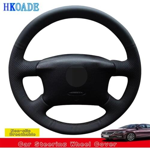 DIY Black Artificial Leather Hand-stitched Car Steering Wheel Cover For Volkswagen VW Passat B5 1996-2005 Golf 4 1998-2004
