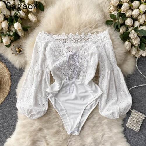 Gagaok Rompers Women 2021 Summer New Skinny Solid Hollow Out High Waist Sexy Club Jumpsuit Fashion Chic Wild Bodysuits