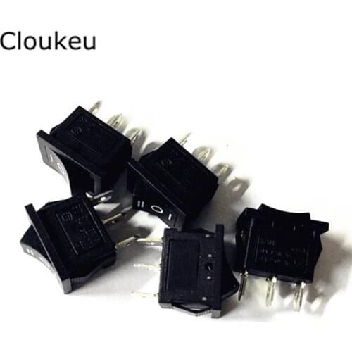 5Pcs 15*21MM Rocker Switch Black KCD1-103 3Pin 3File Seesaw switch 6A250V 10A125V Power switch