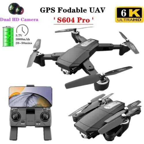 New S604 PRO Drone With 4K HD 6K Dual-Len Camera Aerial Photography Quadrotor Optical Flow Intelligent Positioning RC Helicopter