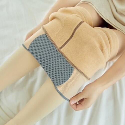 Nylon Smooth Honeycomb Waist Health Pants Winter New Negative Oxygen Ion Plus Velvet Padded Warm Leggings Women