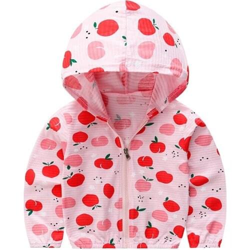Girls Summer Sunscreen Clothes 1-7 Years Fashion Cartoon Coat Kids Long Sleeve Tops Leisure Outdoor Sports Girls Coats
