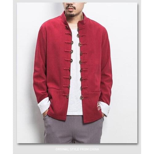 2019 Men Letter Embroidery Jackets Mens Chinese Pocket Jackets And Coats Male Copper Coins Autumn Wind Breaker