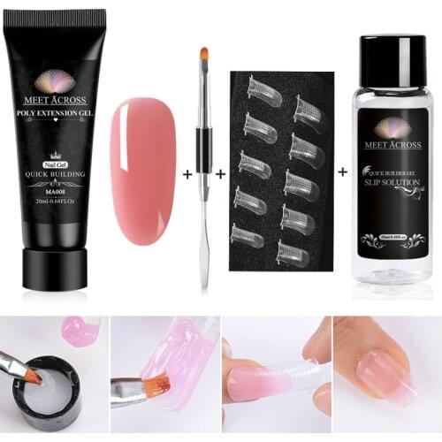 MEET ACROSS Nail Extension Gel Kit 20ml Quick Building Nail Gel Polish Set For Nail Extensions Acrylic Gel Polish Nail Art Gel