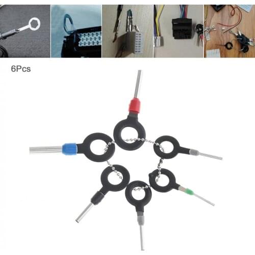 6PCS Universal Stainless Steel + PVC Cars Harness Wiring Crimp Connector Plug Terminal Removal Tool Kit Accessories