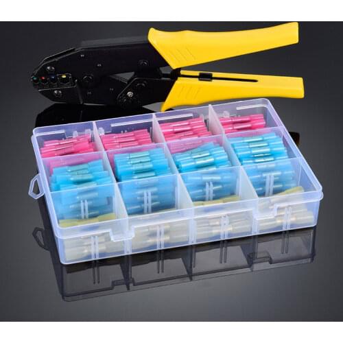 HS-40J+200PCS/BOX waterproof terminal crimping pliers 0.5-6mm heat shrinkable tube connection wiring nose crimping tool set