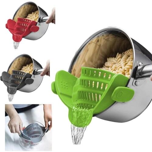 Newly Kitchen Strain Strainer Clip on Silicone Fits All Pots Bowls Kitchen Accessories Strainer Basket Silicone Basket