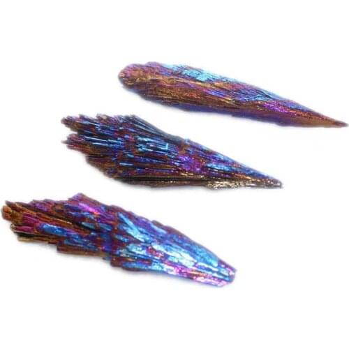 Rough minerals specimen natural blue Titanium aura black tourmaline raw gemstone for Home decoration