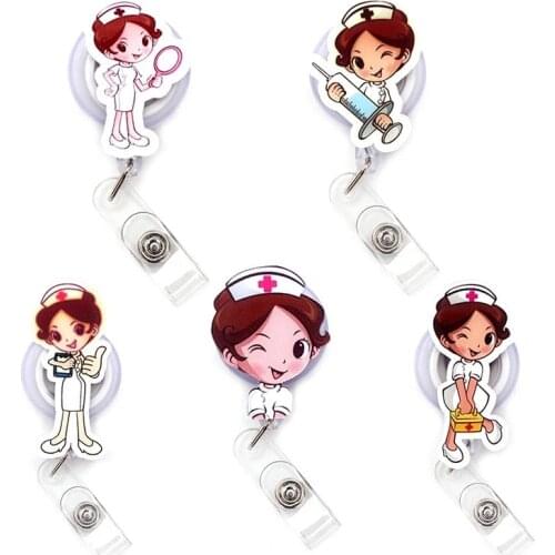 Newest Cartoon 60cm Hospital Nurse Doctor Retractable Badge Reel Student Nurse Exhibition Enfermera Name Card Chest