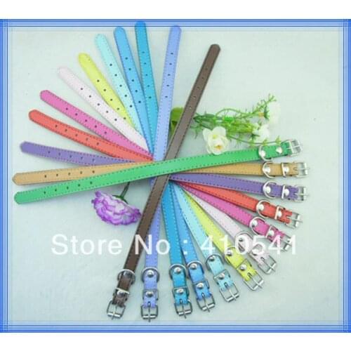 New Arrival Free Shipping Mix Colors PU Leather Puppy Pet Dog Collar Fashion Dog Collars Necklace with Bells Pet Leads