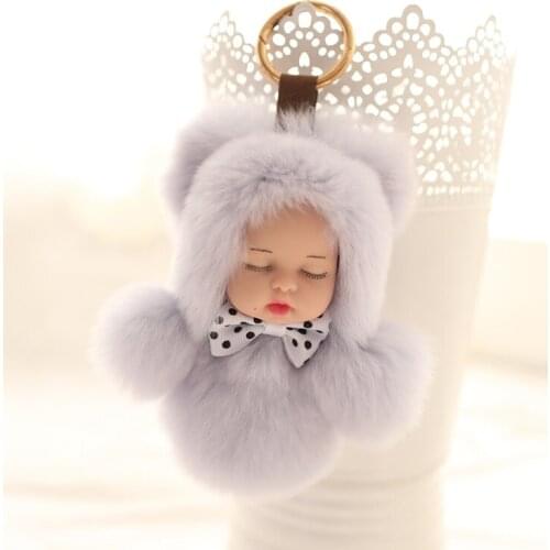 Adorable Baby Plush Doll Baby Sleep Car Pendant Keychain