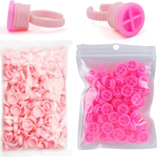 100pcs Tattoo Cups Disposable Permanent Makeup Ring Tattoo Ink Eyelash Extension Glue Holder Rings Container Cup