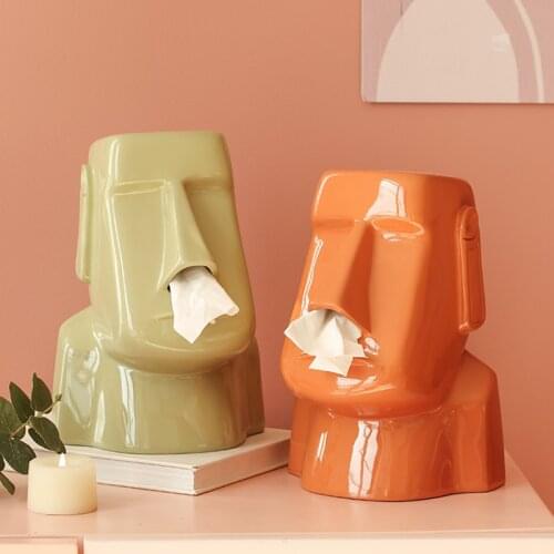 Easter Island Stone Statue Tissue Box Living Room Coffee Table Household Multifunctional Dining Table Box Decoration Decoration