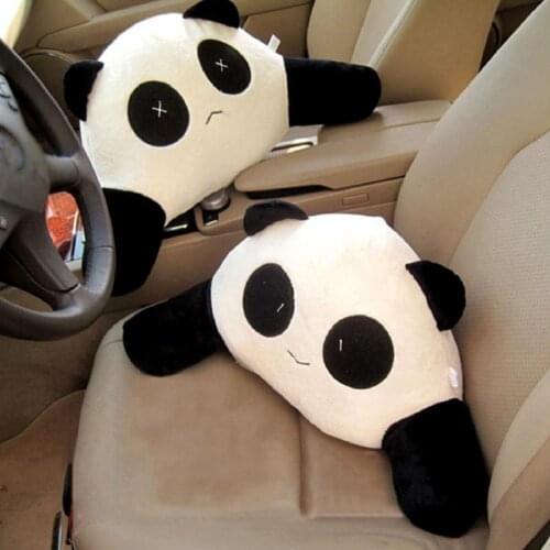 Headrest Pillow Breathable Comfortable PP Cotton Cute Panda Shape Car Seat Plush Lumbar Pillow for Car
