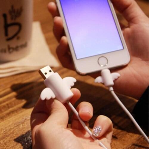 Cute Angel Simple Cable Protector Data Line Protector Sheath Cable Winder Cover for IPhone Original USB Charging Cable