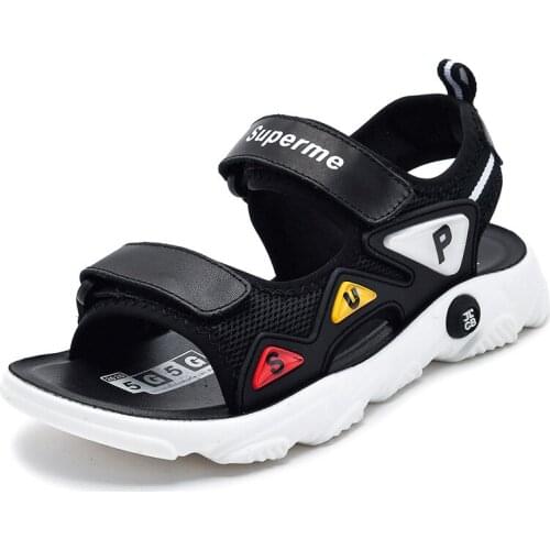 Top Genuine Leather Children Sandals Fashion Boys Beach Shoes Leisure Non-slip Summer Shoes For Kids Size 26-37