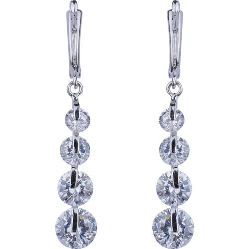 White gold Color U Shape Clip On Earrings with dangling earrings for women Sexy Jewelry long rhinestone earrings GLE0101D