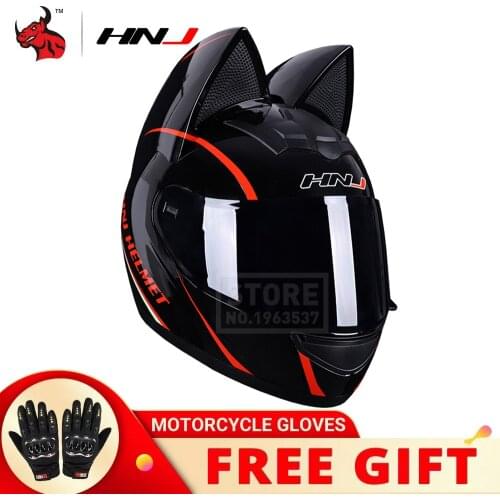 Black Motorcycle Helmet Women Motocross Capacete Full Face Casco Moto Ear Helmet Personality Motor Motorbike Biker Helmet