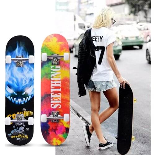 1 Inch Skateboard Complete Longboard Double Foot Skateboard, Standard Skateboard for Boys, Girls, Teenagers, Beginners