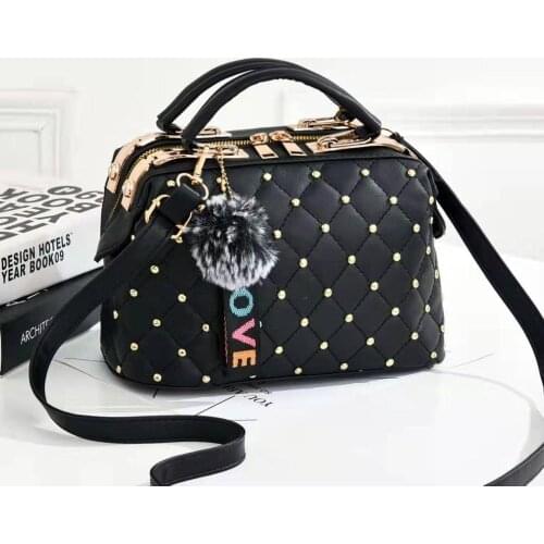 Korean Version Of The New Rivet Shoulder Diagonal Package Fashion Casual Ladies Small Square Crossbody Bag Jinli 25X13X16cm