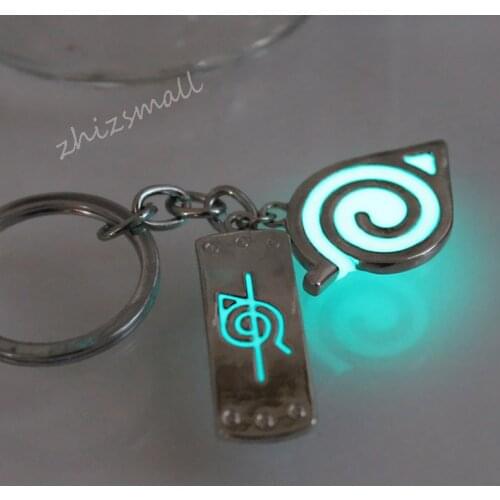 Glowing Naruto keychain Naruto Uzumaki Naruto Konoha Logo Anime Keychain key ring GLOW in the DARK Luminous keychain Pendants