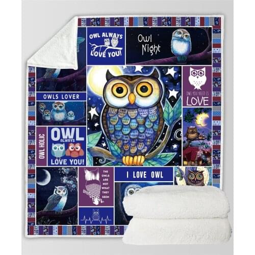 Owl hand-drawn owl 3D Quilt Blanket For Kids Adults Bedding Throw Soft Warm Thin Office Blanket With Cotton Quilt style-5