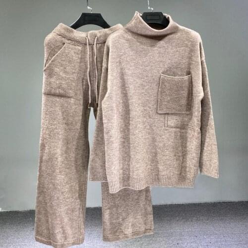 Streetwear Ladies Warm Thicken spring Women Tracksuit wide leg pants sweaters Ladies Sweatsuit S2068