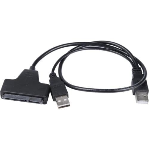 1Pcs USB to SATA cable Adapter USB 2.0 to SATA 7+15 Pin 22 For 2.5" HDD Hard Disk Drive With USB Power Cable GT