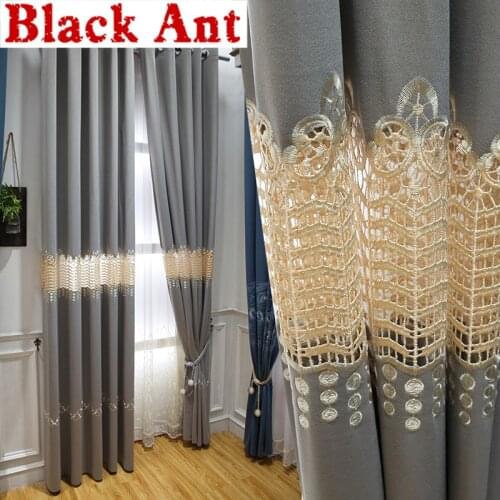 Flannel Gray Curtain For Living Room Hollow Embroidery Sheer Curtain Bedroom Window Blinds Drape Shading High End X-JD799