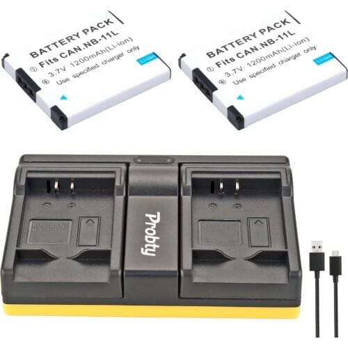 Probty 2PCS NB-11L NB 11L Camera Battery + USB Dual Charger For Canon A2300 A2600 A4000 A4050 IXUS 125 132 140 240 245