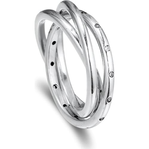 Authentic 925 Sterling Silver Clear CZ Swirling Symmetry Rings for Women Silver Wedding Engagement Ring Fashion Jewelry anillos