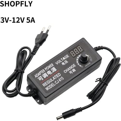 1pcs Adjustable 3V 4V 5V 6V 7V 8V 9V 10V 12V 2A 3A 5A Power Adapter Supply Display Screen