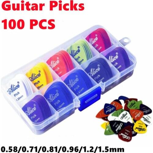 Pack Of 100 Alice ALICE Guitar Picks 0.58 0.71 0.81 0.96 1.2 1.5 Mm Matte Six-thick Mixed Acoustic Electric Picks