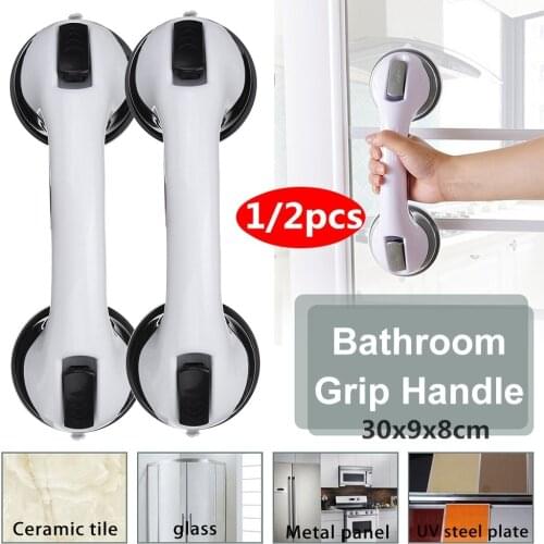 2Pcs Super Grip Suction Cup Handrail Bath Tub Bathroom Shower Grab Bar Safety Handle