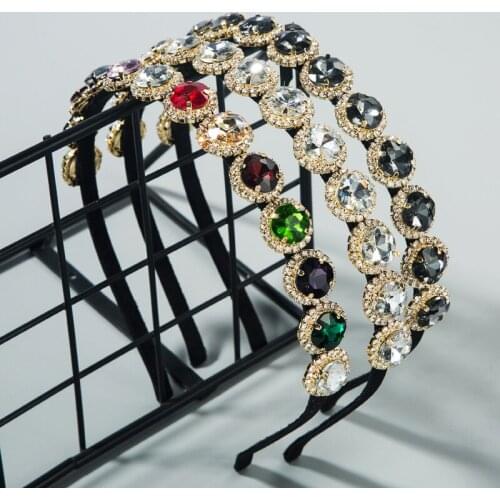 2021 Korean Style Face Wash headband Super Flash Hair Ornament Alloy Inlaid Stained Glass Diamond Full Rhinestone Hairband