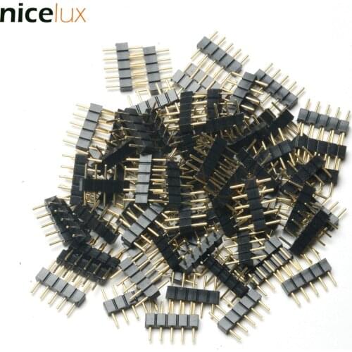 50pcs/lot 5 Pin RGBW Needle Connector Adapter Male Type Double 5 Pin DIY Small Part for 5050 LED RGBW RGBY Strip Lights Insert