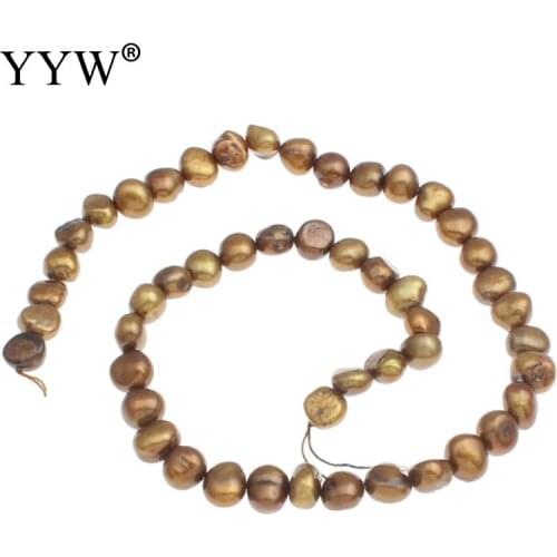 8-9mm Coffee Color Cultured Baroque Freshwater Pearl Beads Jewelry Pearl For Diy Making Necklace Earrings Hole 0.8mm 15 Inch