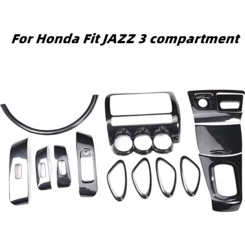 For Honda Fit JAZZ 3 Compartment Accessories Car Interior Decoration Accessories Central Control Door Handle ABS Stickers