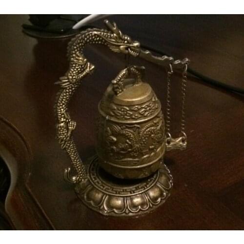 Free Shipping Cloche bouddhiste en bronze de chant de dragon du Thibet