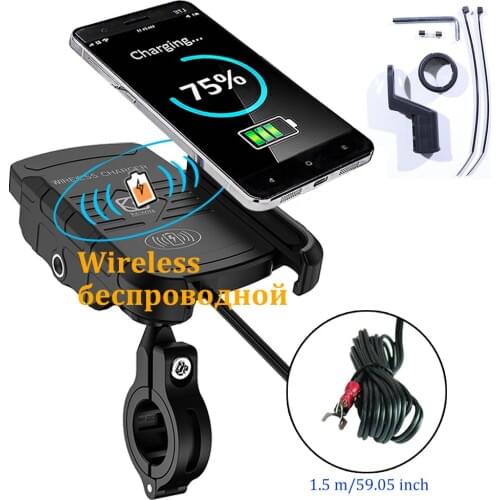Motorcycle Wireless Charger Phone Holder Fast Charge Cell Phone Mount For Samsung iphone Motorbike ATV Mobile Smart Phone Stand