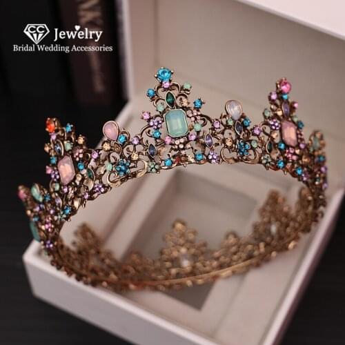 CC Round Crown Tiara Baroque Style Engagement Wedding Hair Accessories for Women Jewelry Party Beach Headdress Queen Gift YQ09