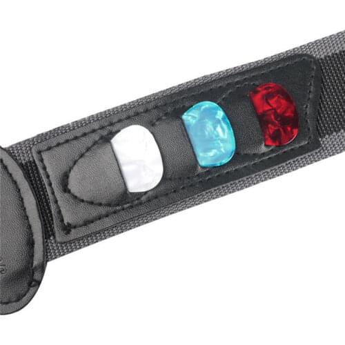 Adjustable Electric Guitar Strap PU Leather Ends Black with 3 Plectrums Guitar Pick Holder Acoustic Guitar Bass Strap Belt