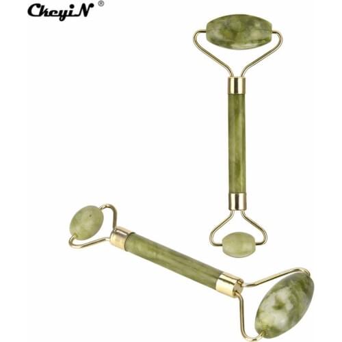 CkeyiN Jade Roller Double Head Natural Helu Jade Facial Massage Roller Natural Spot Slimming Anti Wrinkle Cellulite Stone Tool