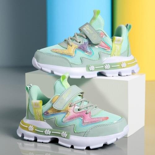 Children Shoes Girls' Sneakers New Spring Pink Kids Sports Shoes Fashion Hollow Big Girls Running Shoes Soft Bottom Size 28-38