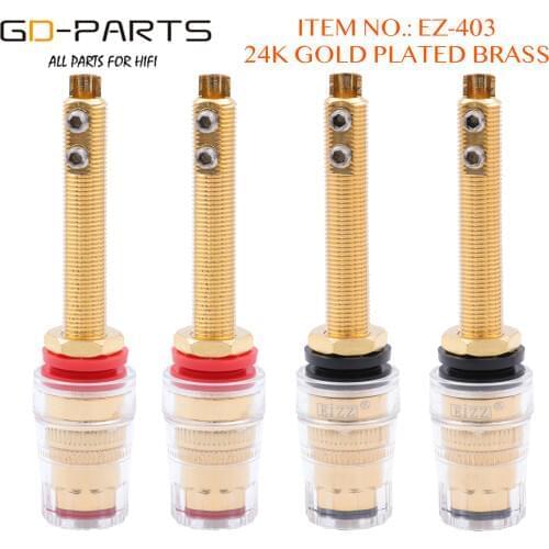 EIZZ 24K Gold Plated Brass AMP Speaker Binding Post Female Banana Socket Jack Connector Screw Lock For HIFI Audio DIY