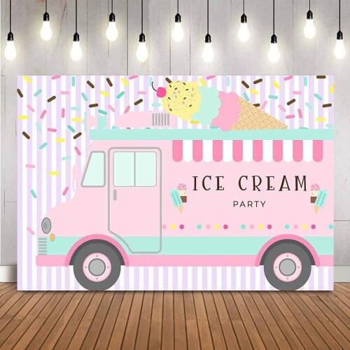 Ice cream birthday party backdrop pink girl donut photo background newborn kids photocall candy car background for photo shoot