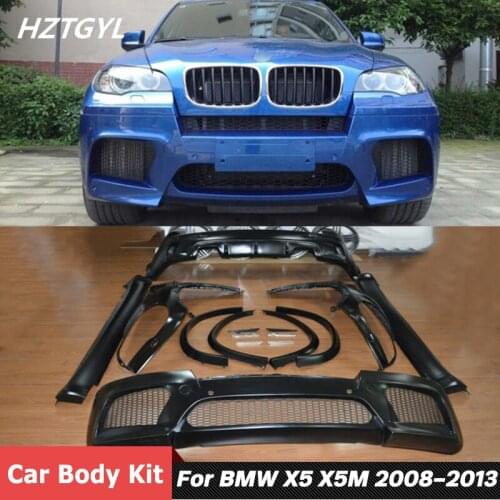 FRP Unpainted Front Rear Bumper Side Skirts Lip Fender Flares Car Body Kit For BMW 5 Series X5 X5M Tuning 2008-2013