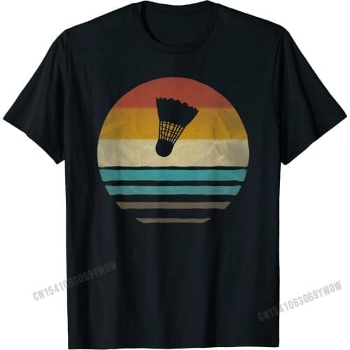 Retro Vintage Sunset Old School Badminton Sport Funny Gift T-Shirt Latest Men Tshirts Street T Shirt Cotton Hip hop